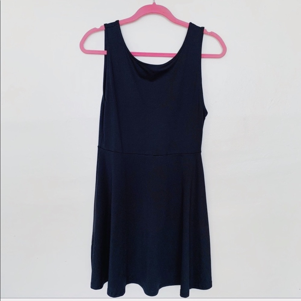 Black Basic Skater Mini Dress - image 1